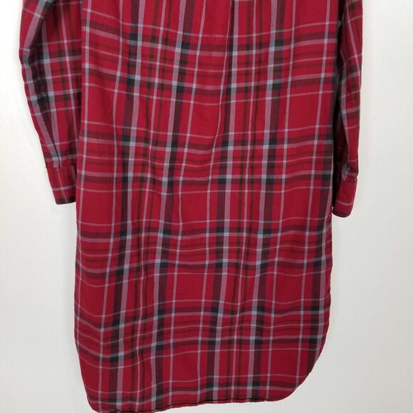 Lauren Ralph Lauren Women Plaide Button Front Tunic Dress Sz 8 Red Long Sleeve - Picture 6 of 9
